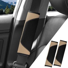 2 Pack Leather Mesh Universal Seatbelt Shoulder Strap Protector,Car Seat Belt Pads Cover, Soft Harness Pad Safety Belt Cover for Comfortable Driving, Car Interior Accessories (Green)