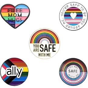 5PCS Pride Pins for Women Men LGBT Flag Pins Pack Rainbow Flag Pin Trans Lapel Pin for LGBTQ Pride Accessories Stuff Rainbow Jewelry Gifts