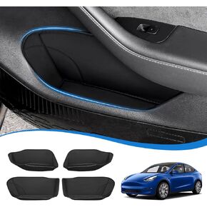 مجموعة من 4 ملاءمة لنموذج Tesla Model Y Door Organizer Resert ، صندوق تخزين جانبي للباب للطراز Y 2020-2024 2025 ملحقات الجيوب الأمامية والخلفية صينية حصيرة.