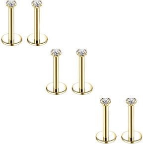 20G 18G 16G 6mm Threadless Push in Nose Stud Rings for Women Men Stainless Steel Nose Studs Nostril Piercing Jewelry CZ Nose Rings Studs1.5MM 2MM 2.5MM 3MM 8Pcs Black Silver 14K Gold Filled