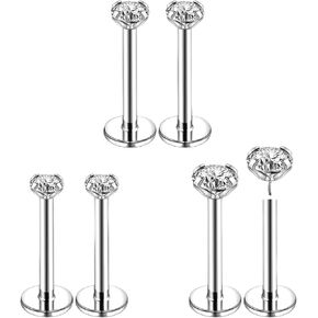 20G 18G 16G 6mm Threadless Push in Nose Stud Rings for Women Men Stainless Steel Nose Studs Nostril Piercing Jewelry CZ Nose Rings Studs1.5MM 2MM 2.5MM 3MM 8Pcs Black Silver 14K Gold Filled in Saudi Arabia