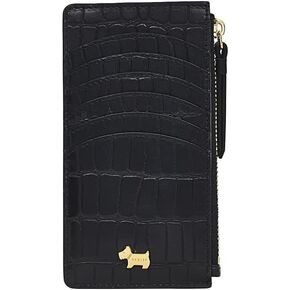 Radley London Angel Lane Medium Ziptop Coin Purse for Women, in Faux Crocodile-Effect Leather, with 6 Interior Card Slots, Black, One Size, Classic