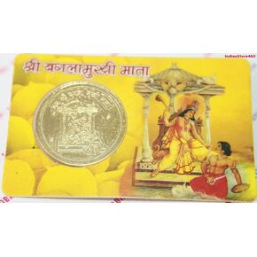 IS4A SHRI Shree BAGLAMUKHI MATA Coin Pocket Yantra (ATM Coin Card) for for SELF Defence from Evil Spirits, Cash Box, Purse, Wallet