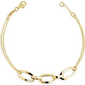 Claddagh Gold 14K Yellow Gold Oval Chain Link Eternity Bracelet 7"