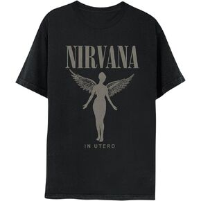 Nirvana in Utero Distressed Logo Adult Short Sleeve T Shirt 90s Grunge Music Vintage Style Graphic Tees