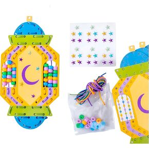 Amasi Holiday Lantern Craft Kit - DIY Festive Lanterns for Kids 6+ | 6-Pack with Pre-Cut Lanterns, Beads, Strings, Star Stickers & Threads, Perfect for Ramadan & Eid Celebrations