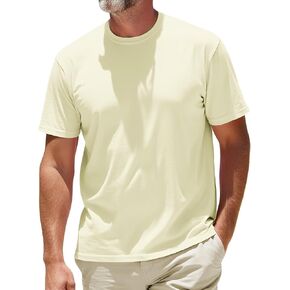 Mens T-Shirt Plain Crewneck Moisture Wicking, Relaxed Fit Tee Shirt Short Sleeve Soft Breathable Tshirt Casual Basic