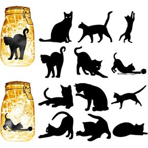 CREATCABIN 24Pcs Fairy Silhouettes Mason Jar Decor Butterflies Laser Cut Cardboard Scrapbook Cutouts Die Cuts PVC for Crafting Lantern Jars Wall Painting Window Glass Phones 3.9x3.5Inch-No Sticker
