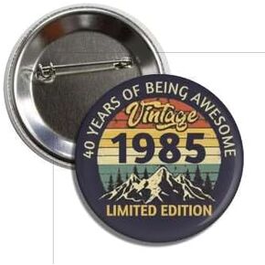Awesome Since 1985, 40th Birthday Party Button 40 Years of Being Awesome Vintage Design
