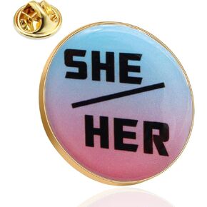 6/12/50/100Pcs She Her Pronoun Lapel Pin | uppercase Modern Minimalist Pronoun Button Gender Identity Brooch Badge Souvenir