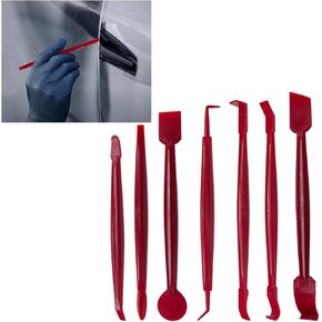 7PCS Car Window Film Tint Tool Kit, Micro Auto Wrap Edge Trimming Stick, Flexible Vinyl Wrapping Tool Kit, Wrap Squeegee Installing Tool for Car Graphics & Stickers (Red)
