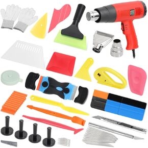 52PCS Vinyl Wrap Tools Kit with LCD Heat Gun, Squeegee, Scraper, Magnets Holder, and Film Cutting Tools for Window Tint Installation