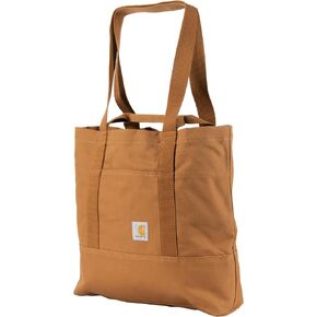 Carhartt Vertical 18L Tote Bag, Firm Duck Cotton Material W/Hand and Shoulder Straps, Brown