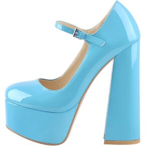 Mary Jane Platform Chunky High Heels Ankle Strap Close Toe Pumps