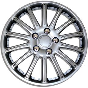 TuningPros WSC-007S15 Hubcaps Wheel Skin Cover 15-Inches Silver Set of 4