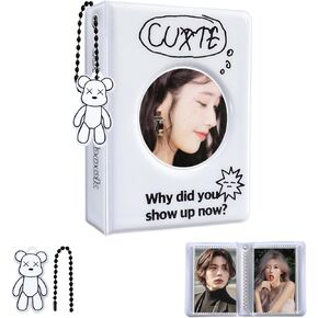 كتاب حامل بطاقات الصور Kpop مقاس 3 بوصات، ألبوم صور صغير Kpop Kpop Photocard Binder، كتاب تجميع بطاقات الصور المجوفة Kpop Photocard المجوف من Love Heart 32 جيبًا، حامل بطاقات صور محمول مع قلادة قلب الحب in Kuwait