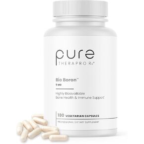 Pure Therapro Rx Bio Boron ، 5mg/capsule ، 180 كبسولة ، مكملات غليسين البورون البورنية للرجال والنساء ، مكملات معدنية نباتية للعظام ، وظيفة القلب والأوعية الدموية ودعم المناعة