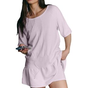 Summer Athletic Tee Shirt Casual Short Sleeve Ruffle Hem Tops Workout Basic Tee