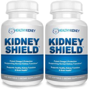 Kidney Shield 2-Pack Kidney Support Supplement Fish Oil Omega-3 Fatty Acid Renal Pills