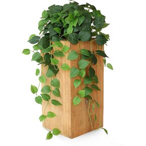 alyptus Fake Hanging Plants Artificial Decor Set of 2 Indoor Realistic Silk Devil's Ivy Hanging Potted Plant Faux Greenery Dangle Pothos Vines with Pot for Home Shelf Decoration (Golden Green)