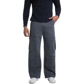Mens Casual Cargo Pants Baggy Fit Multiple Pockets Loose Wide Leg Streetwear Trousers
