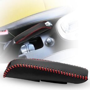 Car Handbrake Cover Compatible with Chevy Brake Handle Protector,Hand-Stitched Premium Leather for Cruze 2011-2015,Automatic Internal Accessories(Red Thread)
