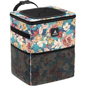 Aujen Trash Can- Easy-to-Install Car Accessory Interior - Leak-Proof Organizer and Storage Bag for The Back/Front/Console of Any Cars,Sedans, SUVs & Trucks, Blue Flower