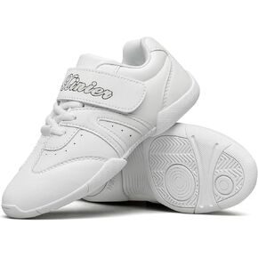 BAXINIER Girls White Cheerleading Shoes Lightweight Youth Competition Cheer Sneakers Kids Training Dance Tennis Shoes