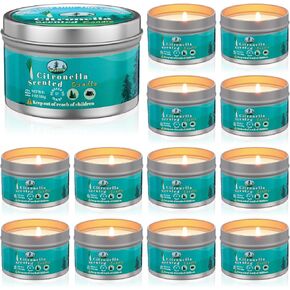 Nuanchu 12 Pack Citronella Candles 4 oz Indoor Outdoor Citronella Scented Candles Aromatherapy Jar Candles Natural Citronella Oil and a Soy Wax Blend Burns 27 Hours for Patio Yard Picnic Camping