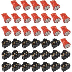 20PCS T10 194 168 LED Dash Instrument Light Bulbs, Bright Panel Gauge Cluster Dashboard Light Bulbs with Twist Lock Socket, 12V 8-SMD LED Chipset, Car Replacement Bulbs for Dome Light (White)