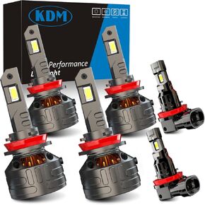 KDM LED Bulbs Combo Pack,100W High Power 600% Brightness CSP Chip Fit for 2016-2023 To-yota Tacoma,6500K White High/Low Beam with Fog Light Replacement Blubs,6 Pack