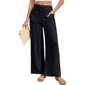 Oymyakon Women's Palazzo Lounge Pants Summer Casual Loose Drawstring High Waisted Wide Leg Pants Beach Trousers