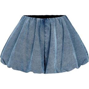 MakeMeChic Women's Denim Shorts High Waisted Ruffle Summer Bubble Jean Shorts