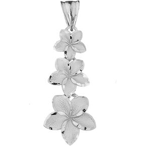Claddagh Gold Elegant Sterling Silver Hawaiian Plumeria Flowers Charm Pendant