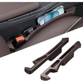 Car Seat Side Gap Filler 2 Pack, Drop Stop Car Seat Gap Filler With Seat Belt Holes, Car Organizer Inserts Storage Box Between Seat And Console Catcher For Vehicle Suv Truck (brown)