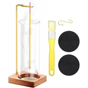 Incense Holder, Wooden Incense Holder for Sticks with Detachable Glass Ash Catcher, Anti-Ash Flying No Mess Incense Burner for Yoga Spa Meditation Zen Room Home Decor (Oak 1 Pcs)