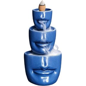 Comeon Backflow Incense Burner Holder face Handicraft Decor Resin Reverse Flow Incense Burner Censer Cone + 20 Backflow Incense Cones 30 Incense Sticks 1 Tweezer 1 Mat (Matte Green)