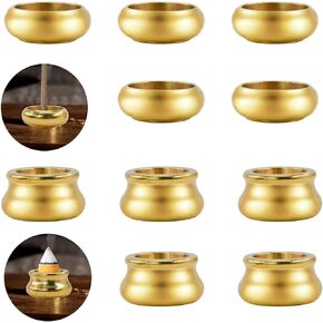 MrMrKura 12 Pcs Brass Incense Burner Holder, Mini Copper Incense Stick Holder Gold Cone Incense Holder for Yoga Meditation Indoor Outdoor Home Decor