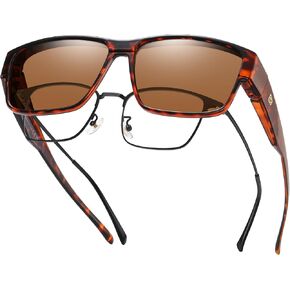 DUCO Polarized Fit Over Sunglasses for Men and Women UV400 Protection Retro Square Wrap Around Shades for Driving Riding 8986