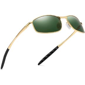 SUNGAIT Mens Narrow Polarized Sunglasses Metal Frame Small Rectangle Retro Durable UV400 Protection