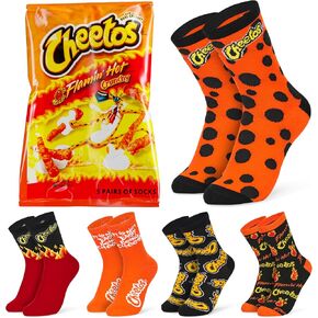 Cheetos Funny Socks for Women - Calf Length Funky Socks - Novelty Gifts (Orange, 8/13 US)