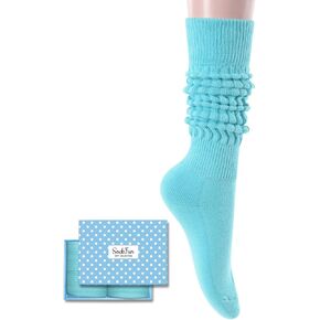 Slouch Socks for Women - Scrunch Socks, Thick Long Boot Stack Socks, Orange Yellow Pink Blue Gifts