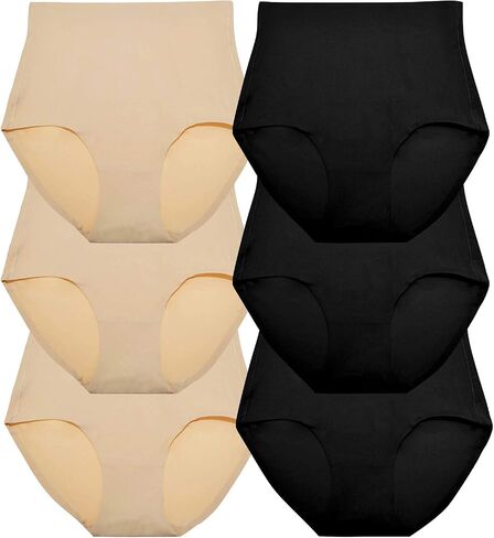 Tobinstyle Women's 6 Pack Microfiber High Cherned Tummy Control Cut Laser Brief in Kuwait