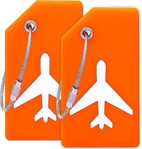 Luggage Tags for Suitcases 2 Pack Quickly Spot Silicone Traveling Bag Labels with Name ID Card Privacy Protection Travel Essentials Orange AIR in Saudi Arabia