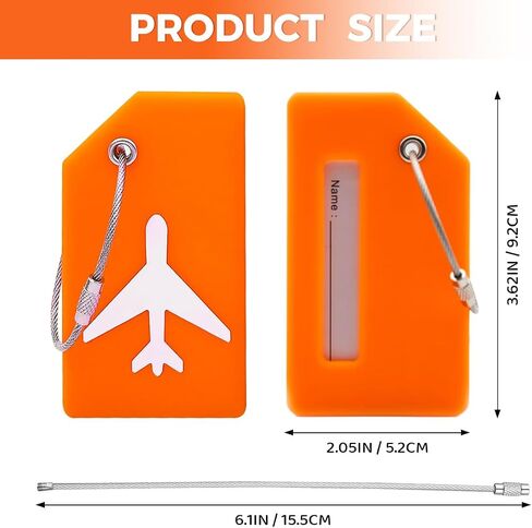 Luggage Tags for Suitcases 2 Pack Quickly Spot Silicone Traveling Bag Labels with Name ID Card Privacy Protection Travel Essentials Orange AIR in Saudi Arabia