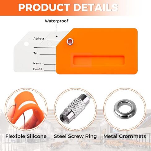 Luggage Tags for Suitcases 2 Pack Quickly Spot Silicone Traveling Bag Labels with Name ID Card Privacy Protection Travel Essentials Orange AIR in Saudi Arabia