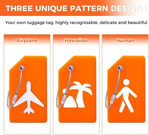 Luggage Tags for Suitcases 2 Pack Quickly Spot Silicone Traveling Bag Labels with Name ID Card Privacy Protection Travel Essentials Orange AIR in Saudi Arabia