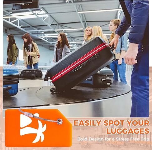 Luggage Tags for Suitcases 2 Pack Quickly Spot Silicone Traveling Bag Labels with Name ID Card Privacy Protection Travel Essentials Orange AIR in Saudi Arabia