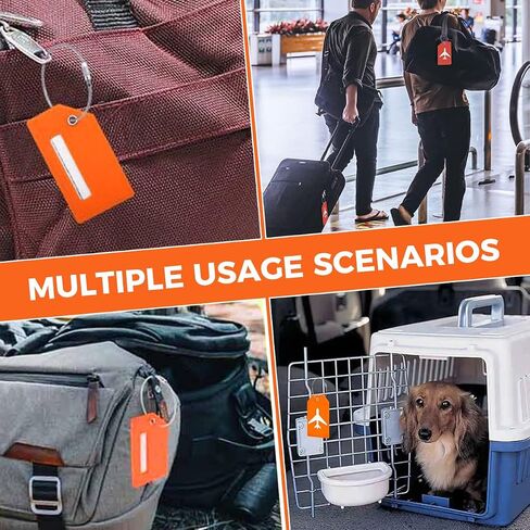 Luggage Tags for Suitcases 2 Pack Quickly Spot Silicone Traveling Bag Labels with Name ID Card Privacy Protection Travel Essentials Orange AIR in Saudi Arabia