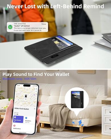 Women Wallet, Works with Apple Find My, Credit Card Holder Slim Wallet, Slim Minimalist Wallet for Women, RFID Wallet Women Front Pocket Small Leather Wallet with Zipper Coin Pocket & ID Window, Blue in Kuwait